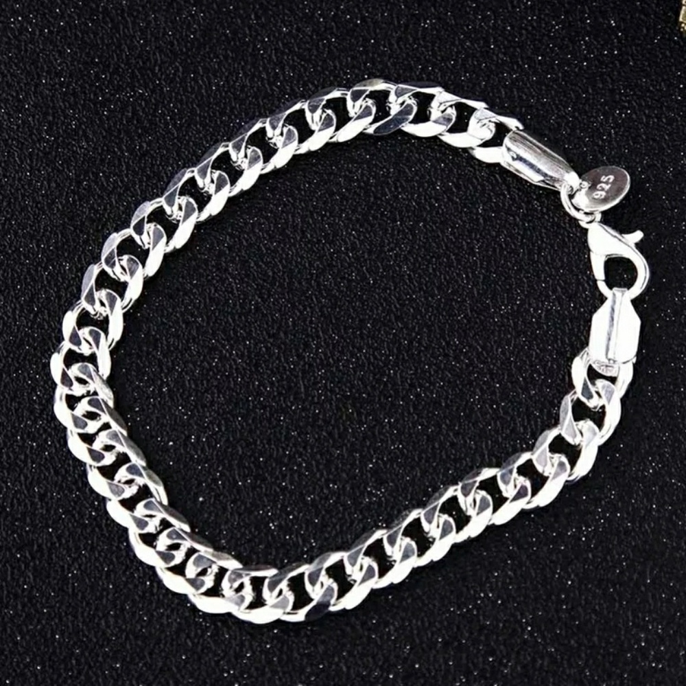 Silver chain link bracelet .925 plated New unisex NWT